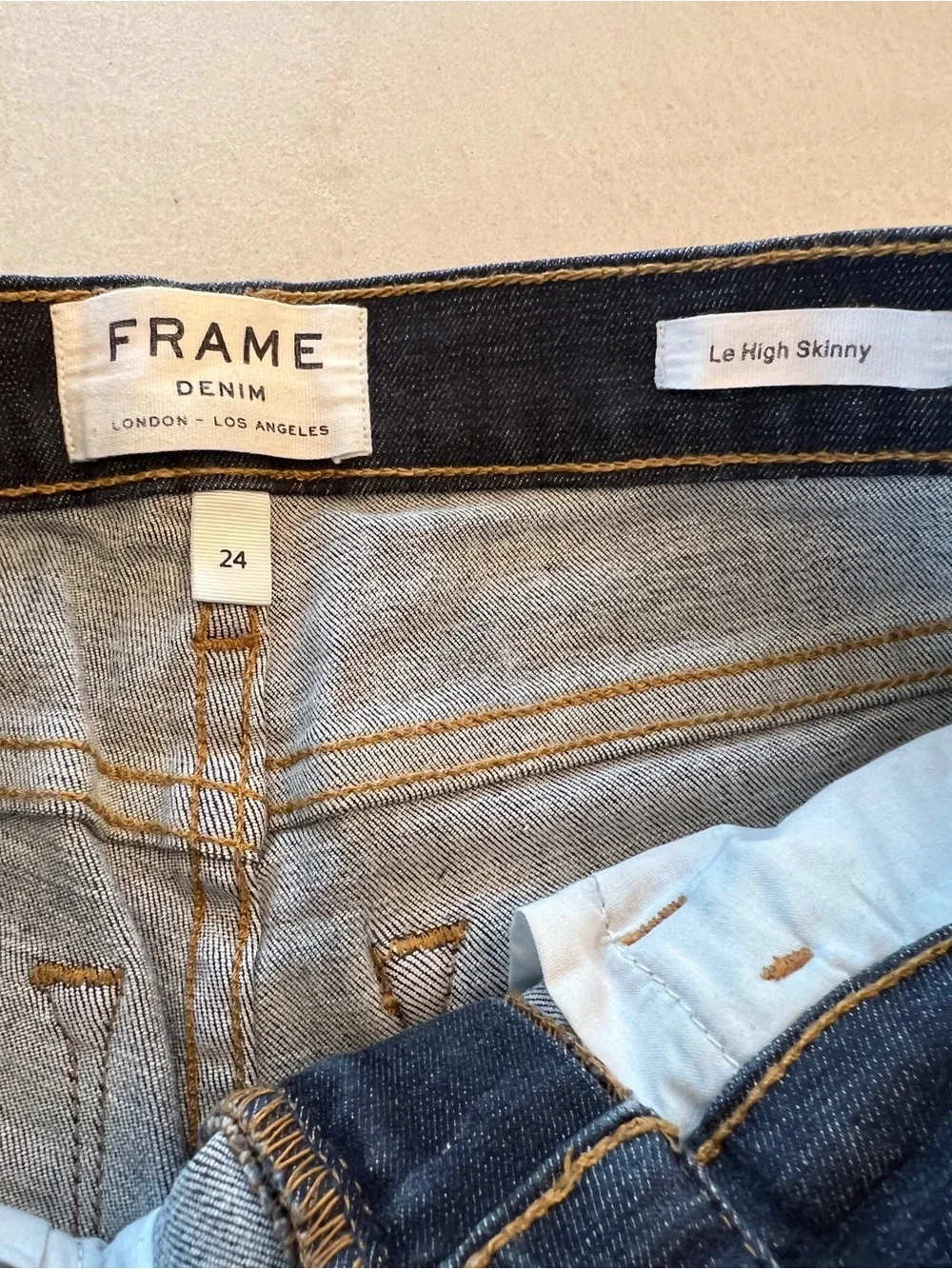 FRAME Le High Skinny High Waist Jeans - Dark Indigo size 24 - Picture 8 of 14